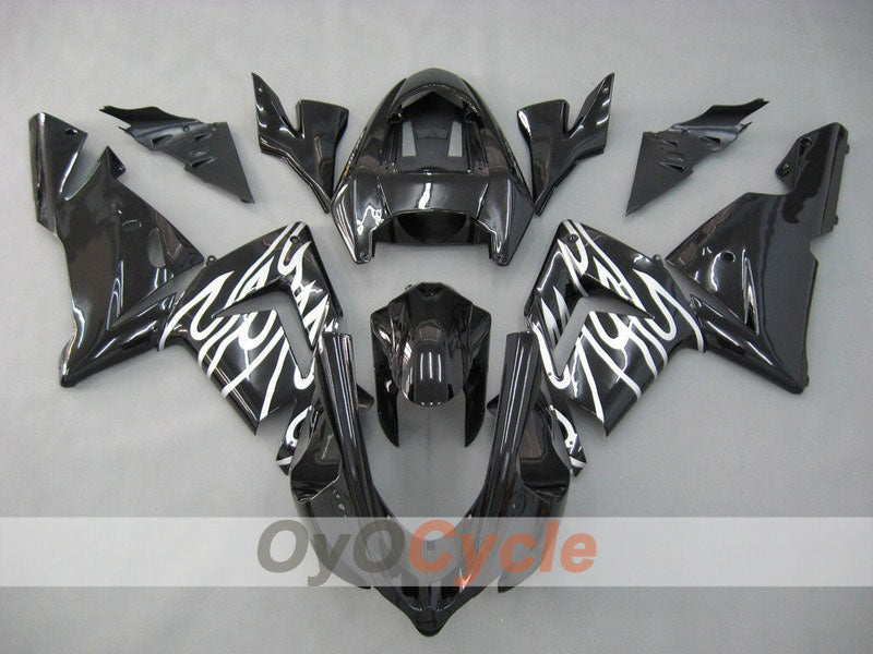 Injection Fairing kit for 04-05 NINJA ZX-10R - White, Black - Flame #OYO87901541