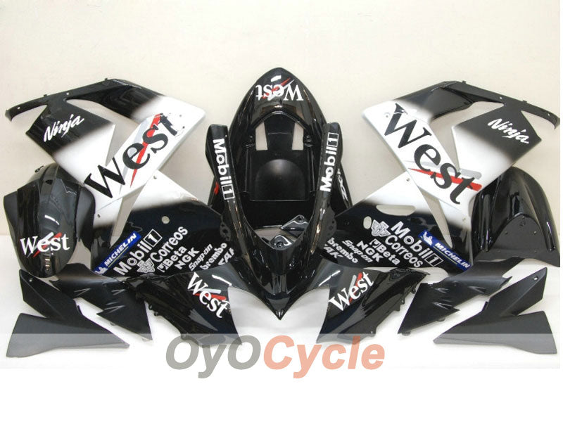 Injection Fairing kit for 04-05 NINJA ZX-10R - White, Black - West #OYO87901550 Main image