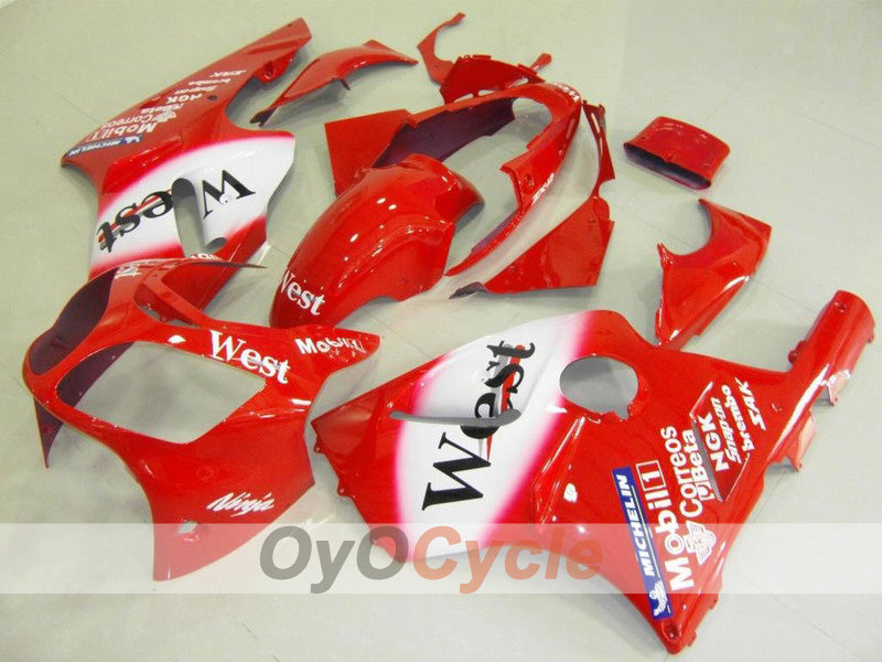 Injection Fairing kit for 00-01 NINJA ZX-12R - Red, White - West #OYO87903084