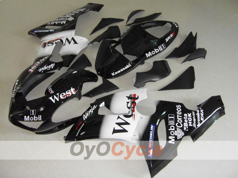 Injection Fairing kit for 05-06 NINJA ZX-6R - White, Black - West #OYO87901899 Main image